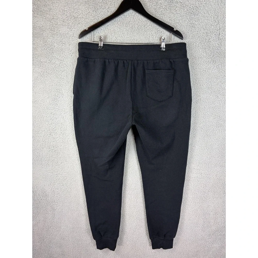 True Religion Sweatpants Mens 2XL Black Fleece Drawstring Logo Joggers Mens